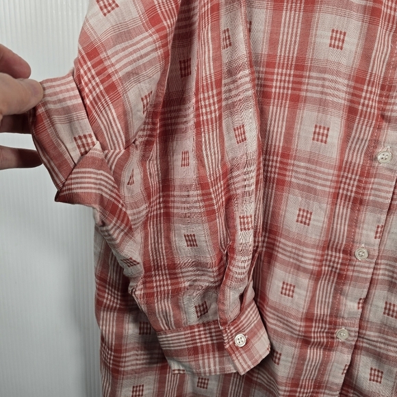 NWT Max Studio Red Plaid Lightweight 100% Cotton Button Down Tunic/Dress Size M - Picture 5 of 13